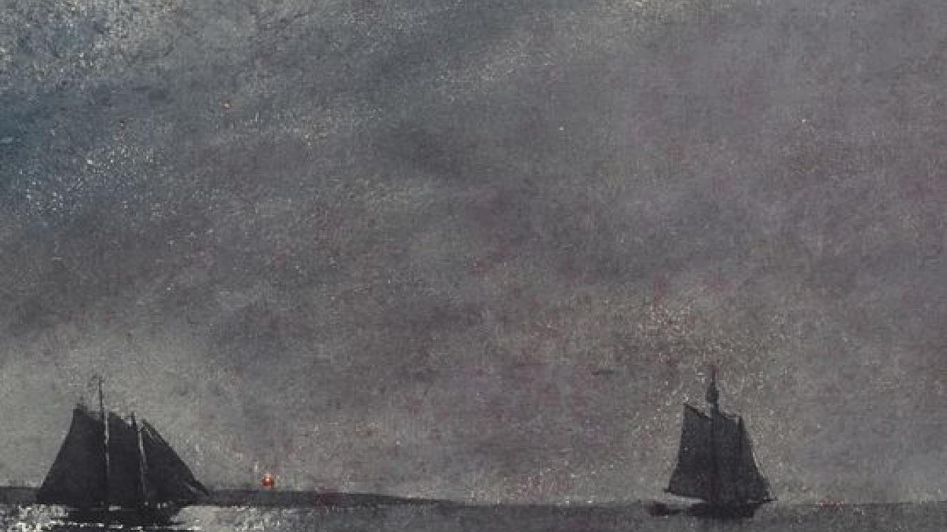 Winslow Homer painting in black and white