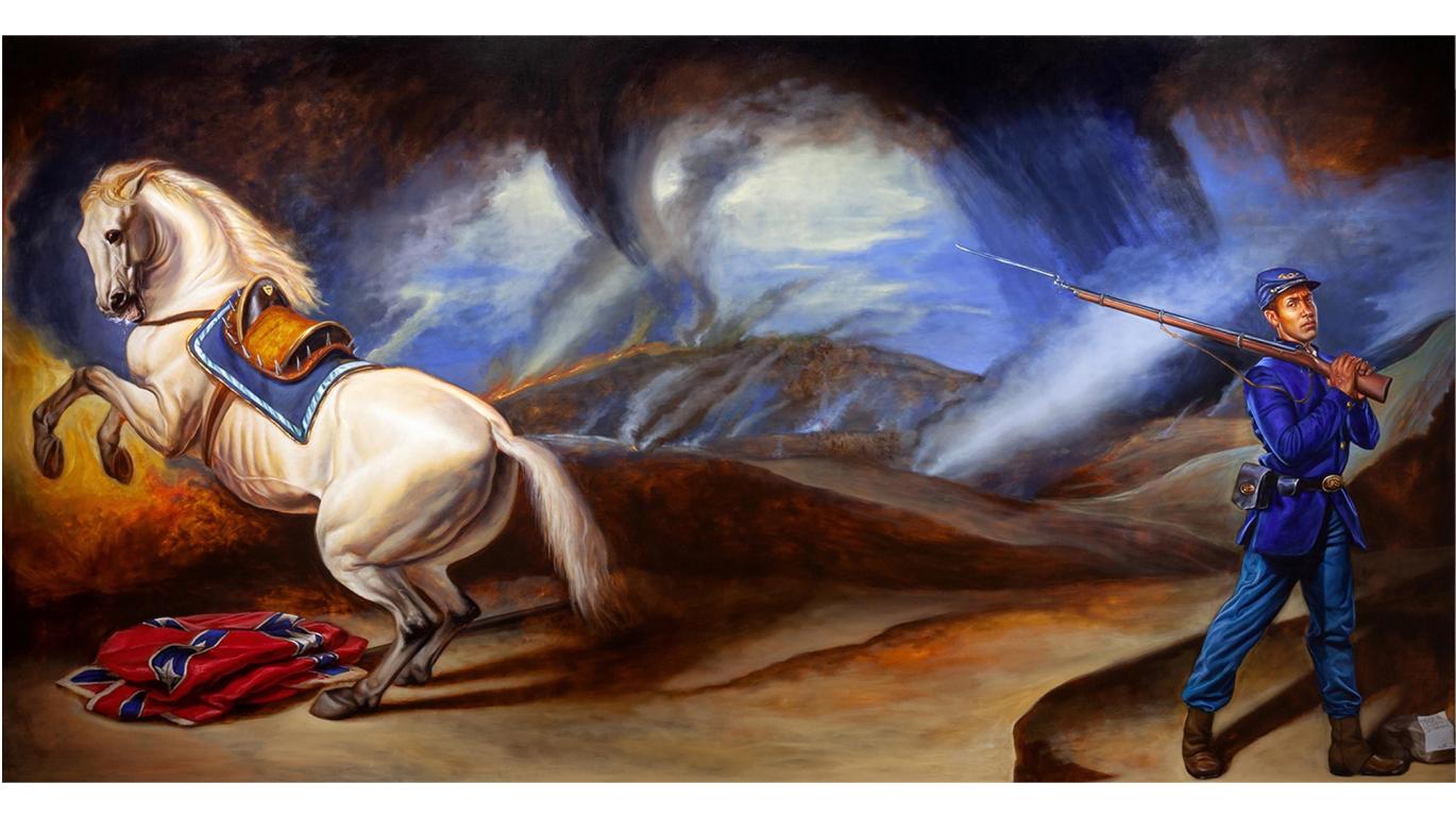 Mario Moore painting of soldier and horse