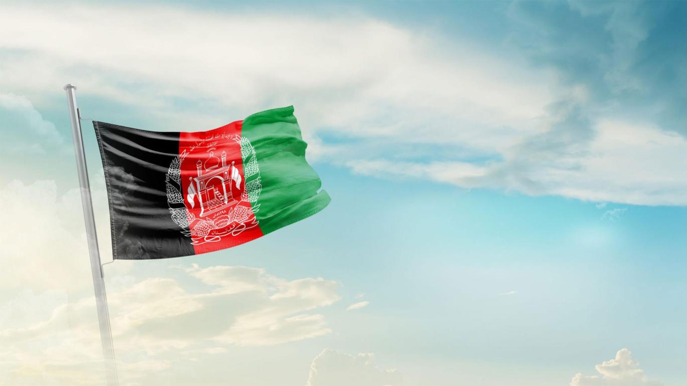 Afghan flag flying