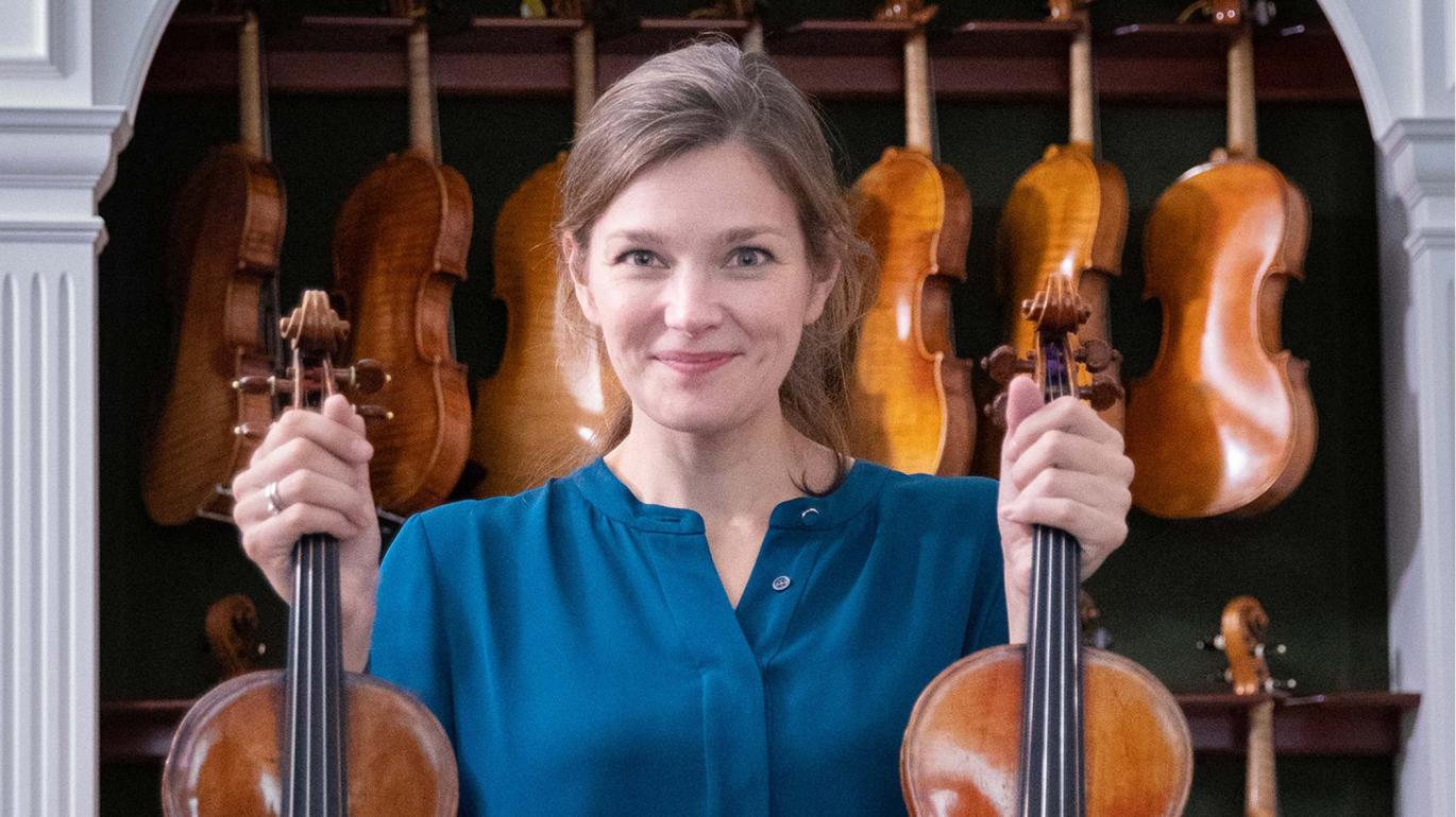 woman with violins