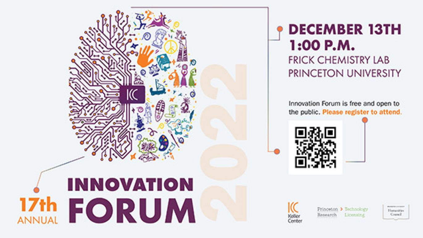 A poster sign with information about this year's Innovation Forum