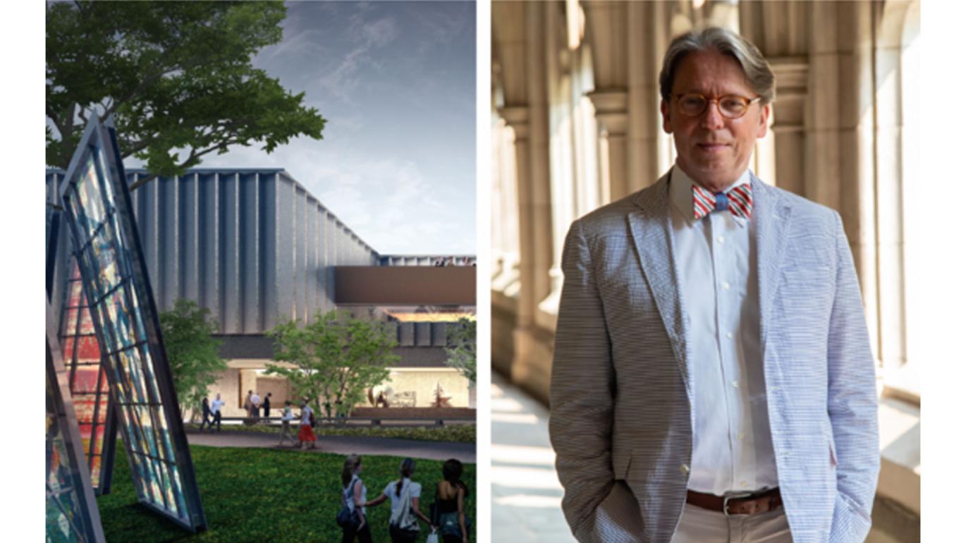 side-by-side of art museum and portrait of James Steward