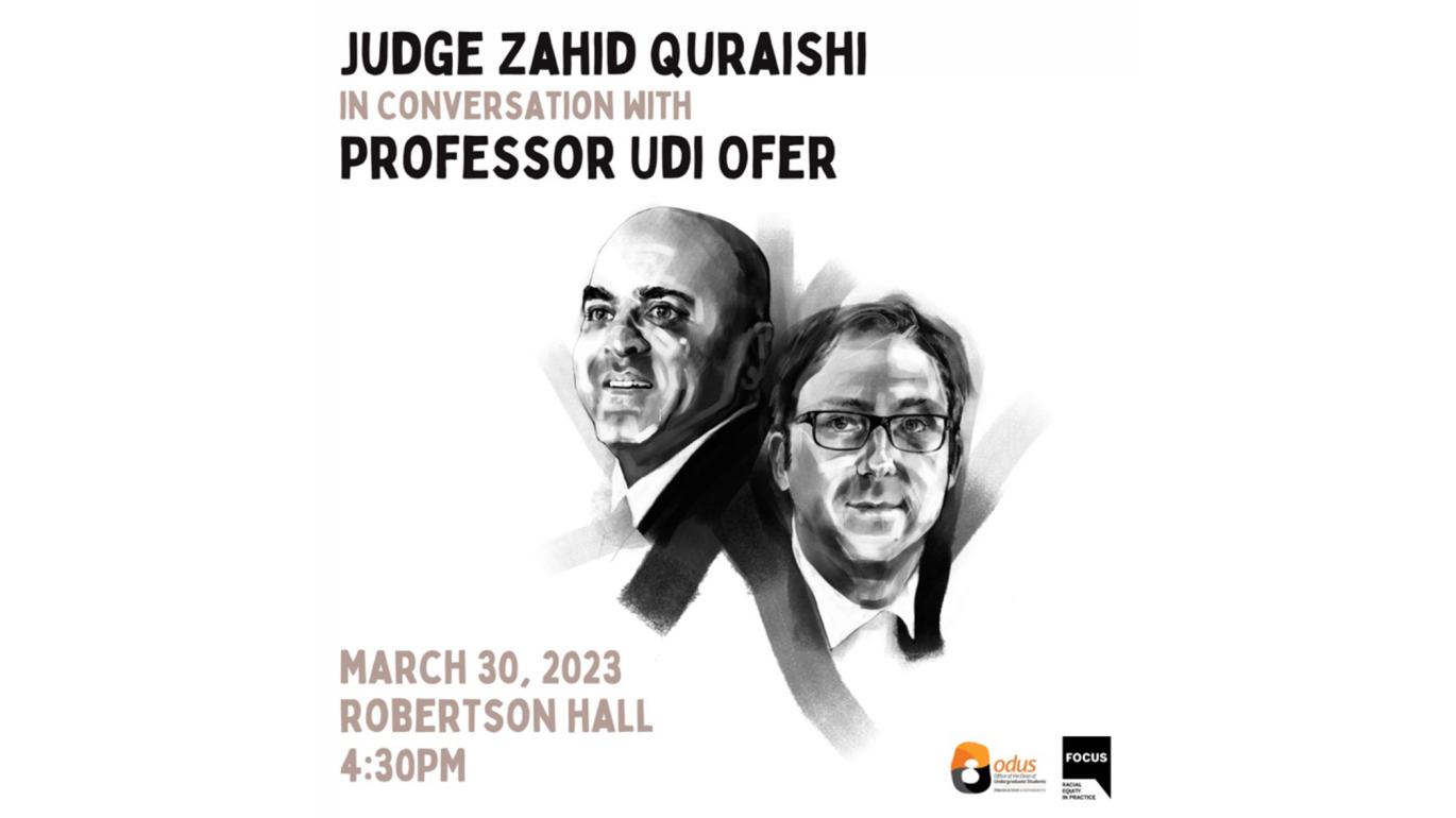 Poster for Judge Zahid Quraishi in Conversation with Professor Udi Ofer