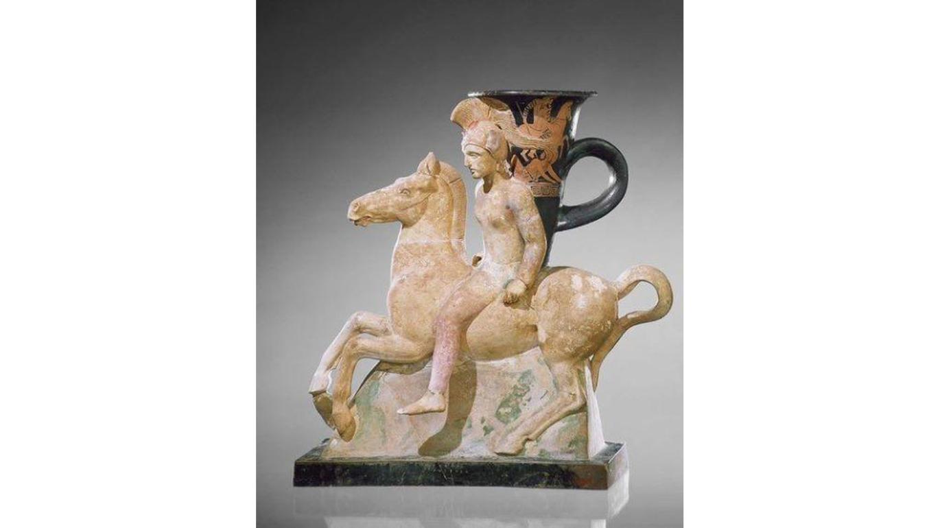 Greek sculpture of a man on a horse