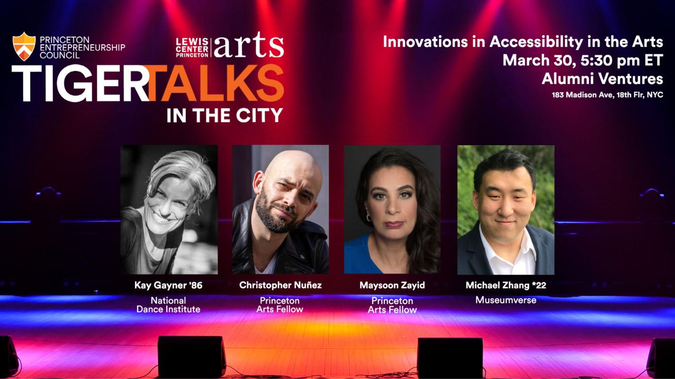 Poster for TigerTalks Arts Acessibility event