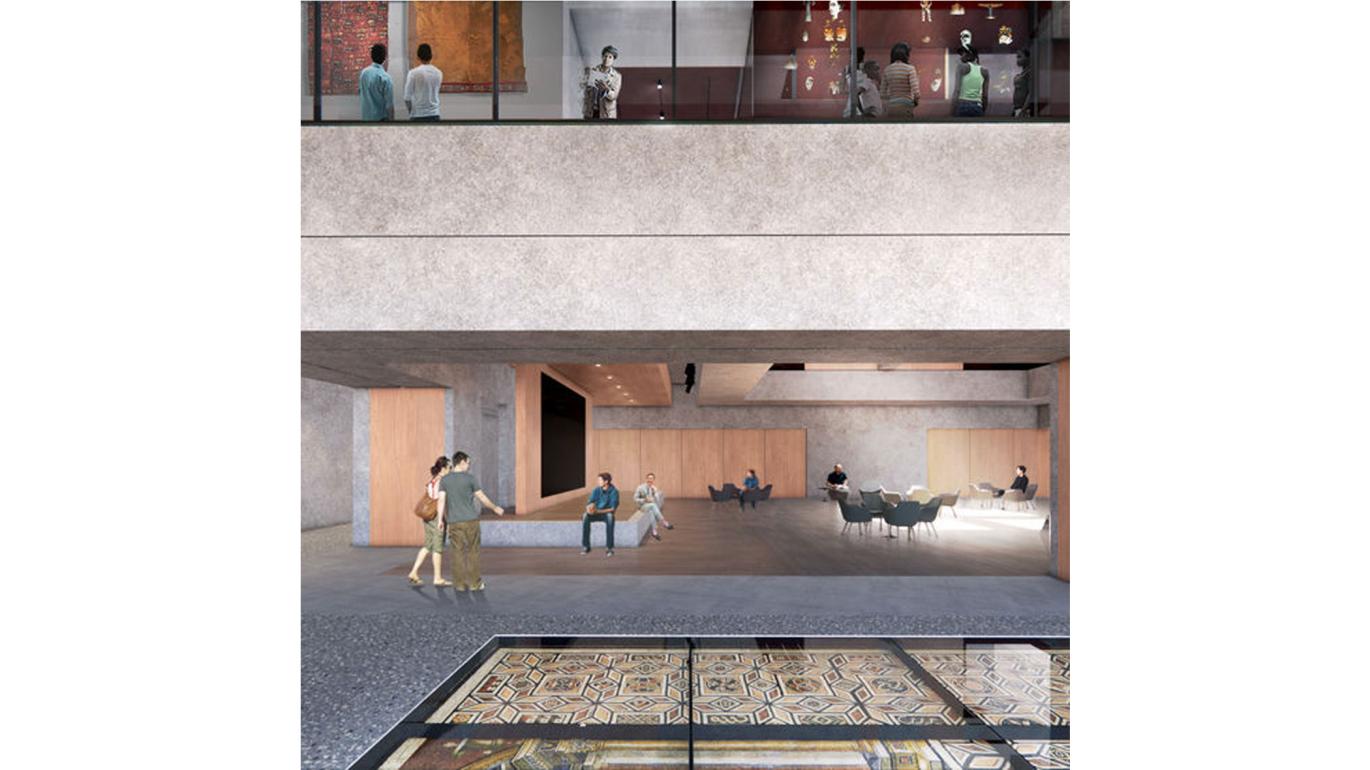 Rendering of the Grand Hall from the art walk