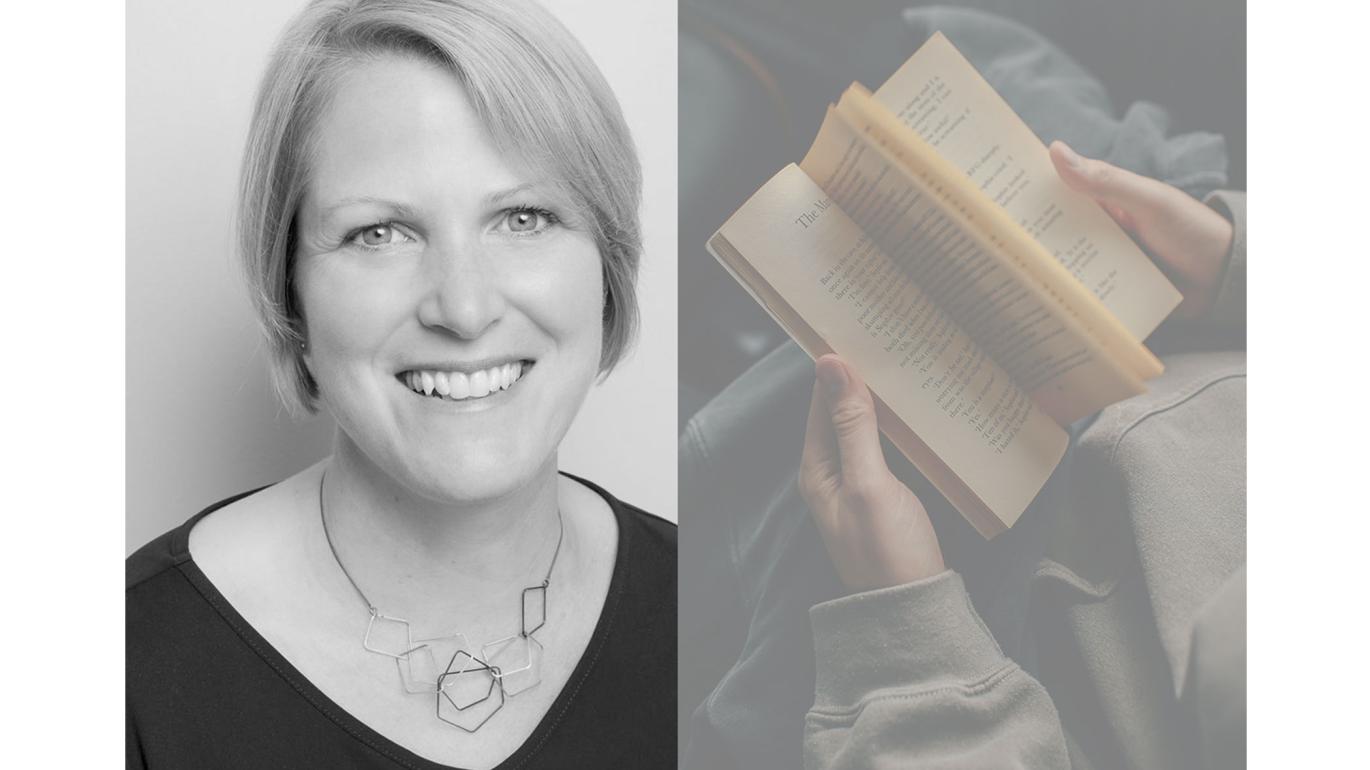Christie Henry and hands holding a book