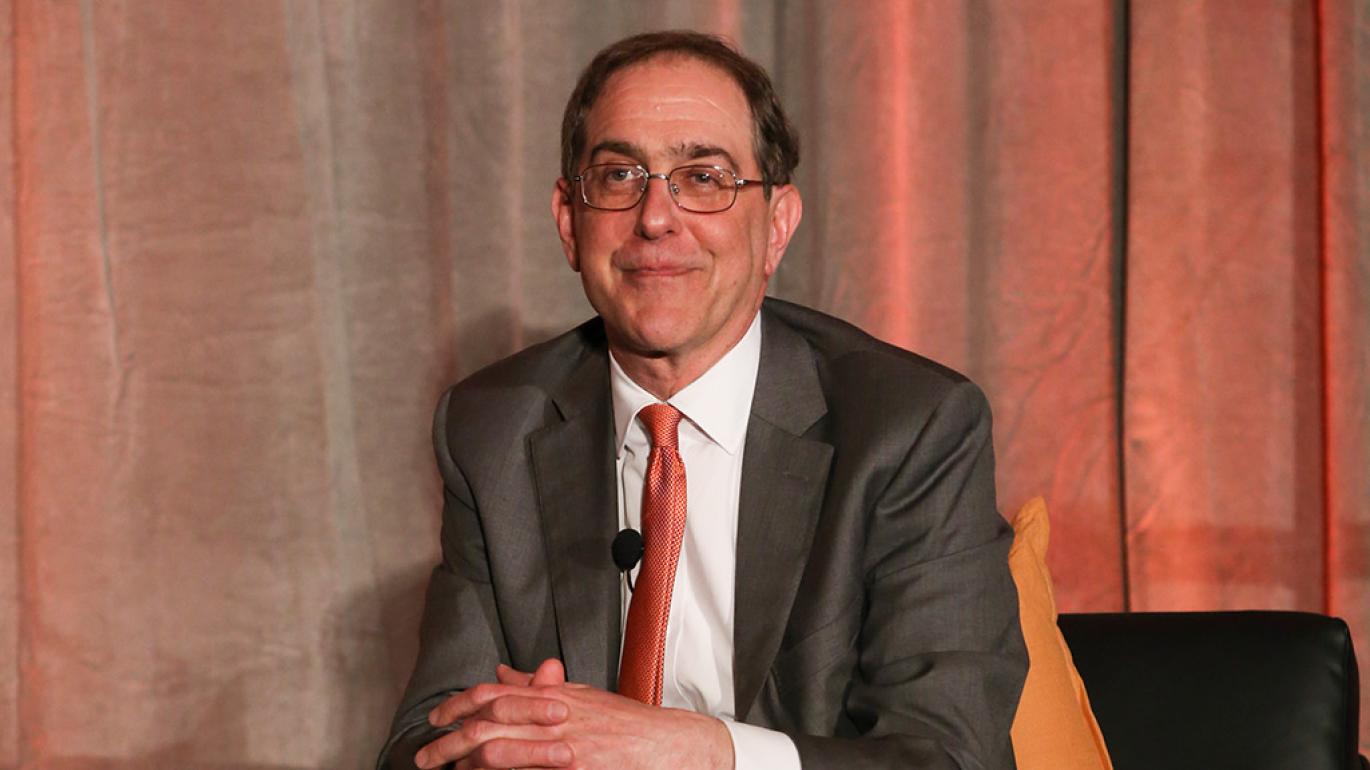 President Eisgruber, on stage at a Venture Forward event