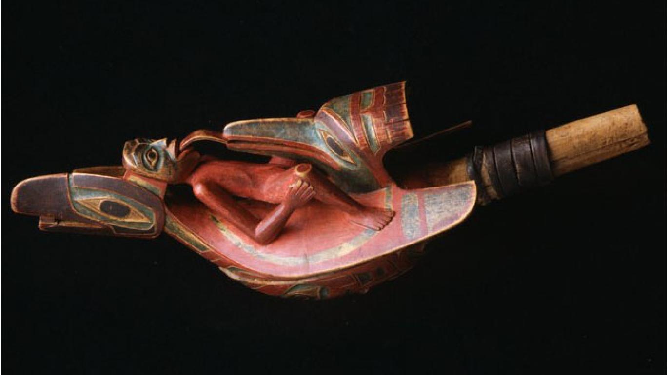 A Native American raven rattle