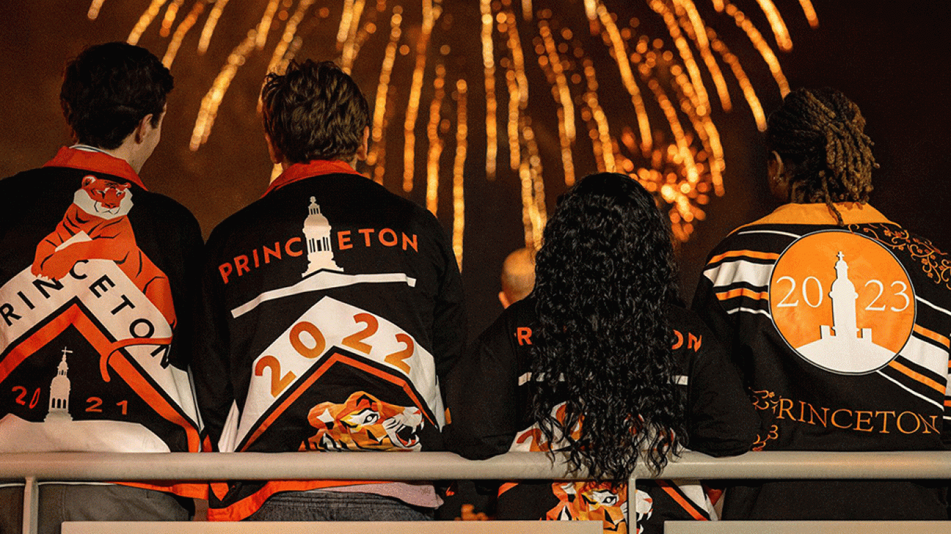 Princetonians watching fireworks at Reunions