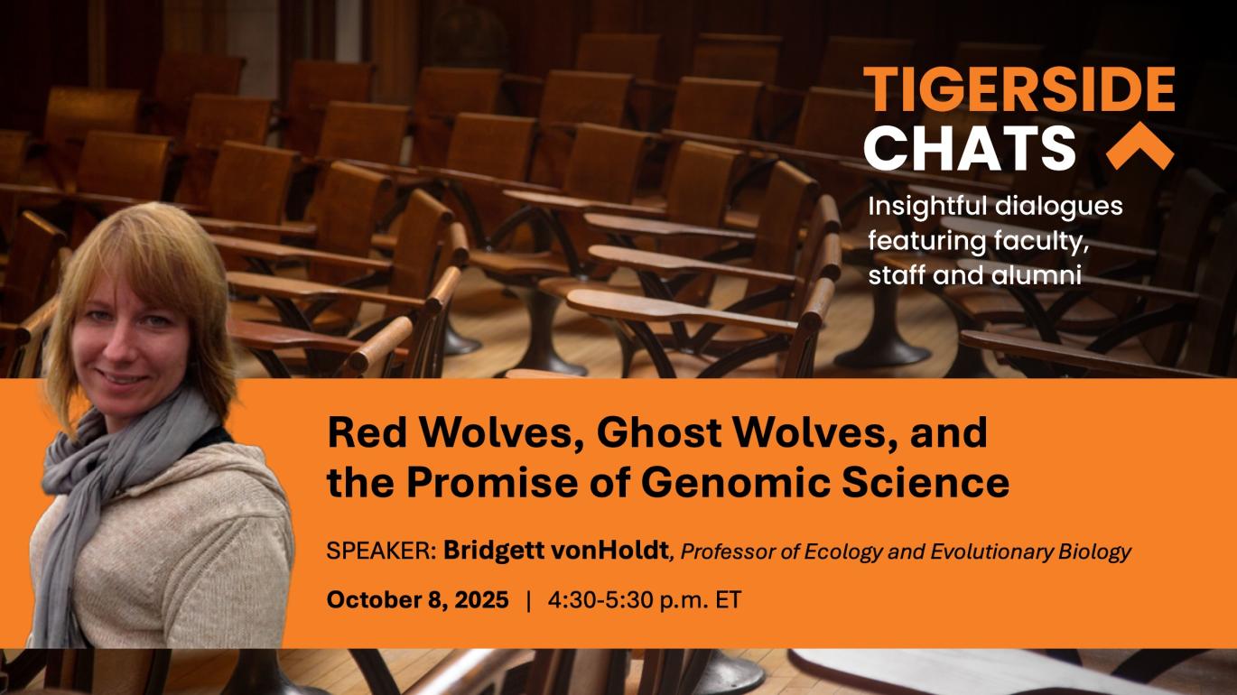 A banner featuring Brigitte vonHoldt promoting her TigerSide Chat.