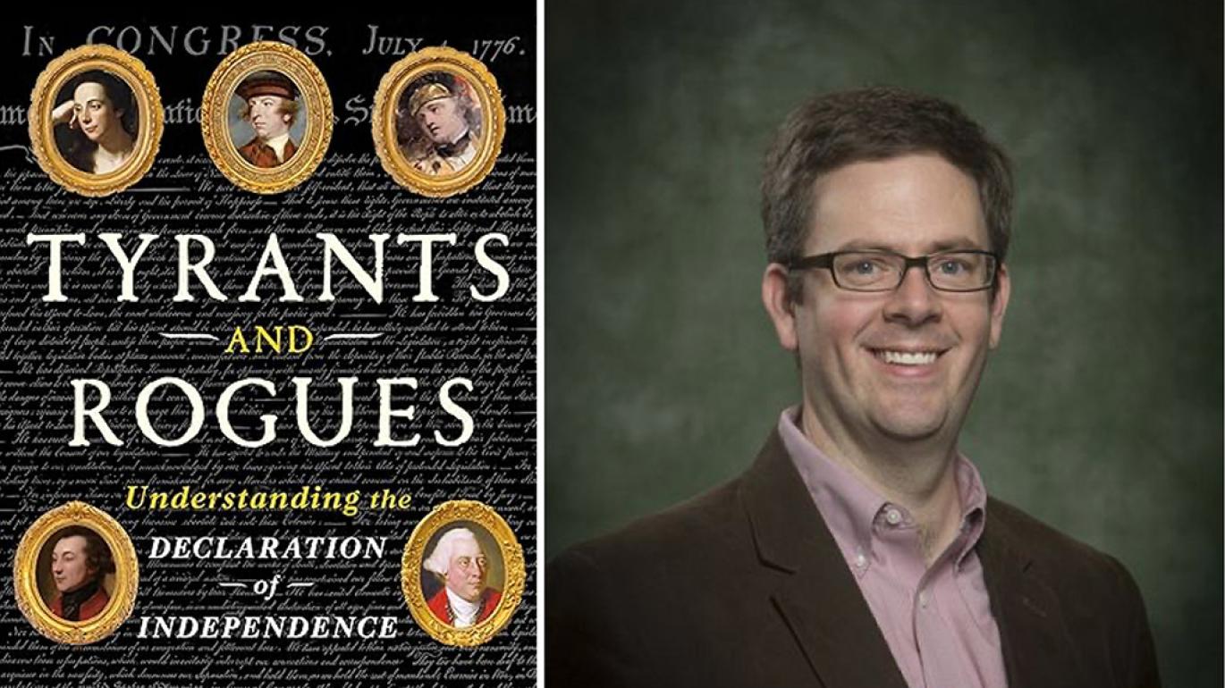 The cover of a book and a portrait of the male author