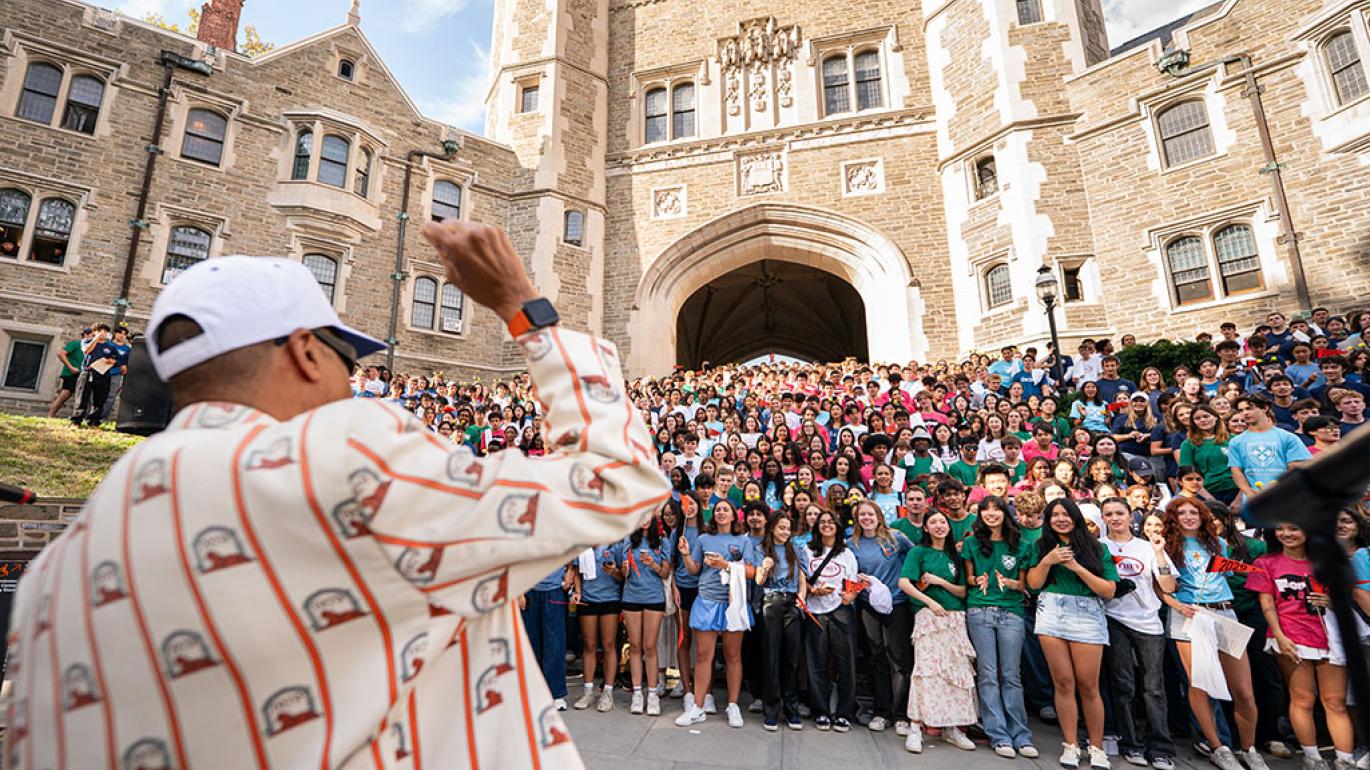 The Class of 2029 gathers at Blair Arch for the Step Sing