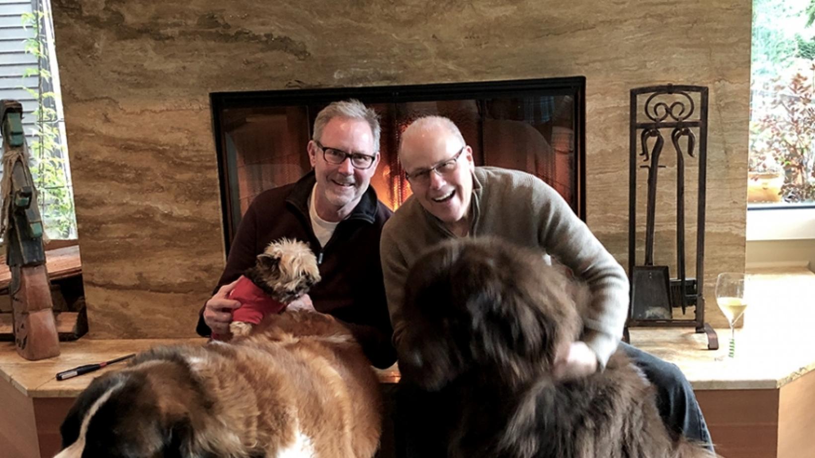 Robert D’Acquisto ’72 with partner John Lasater and dogs