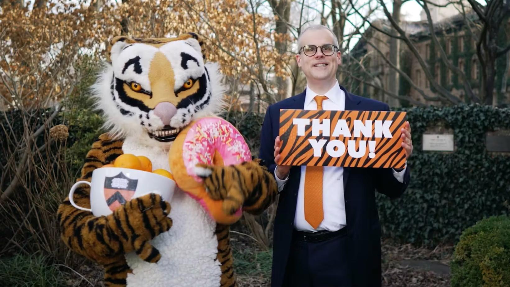 Chris Olofson and the Princeton Tiger thank alumni for the Annual Giving March Challenge
