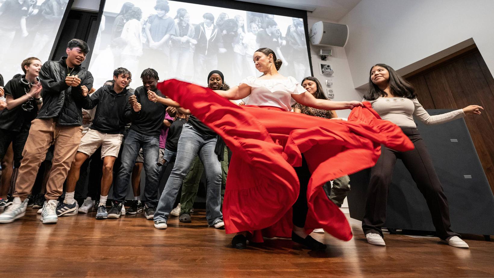 Princeton University Preparatory Program students and dancer from Philadelphia Puerto Rican Institute of Music