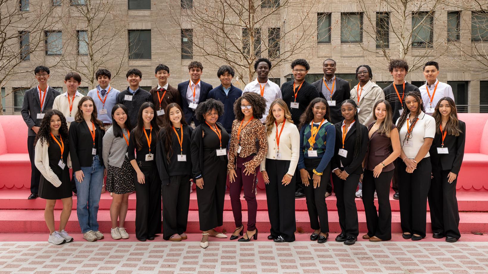 High school students attending the Synposium on Race Relations pose together as a group.