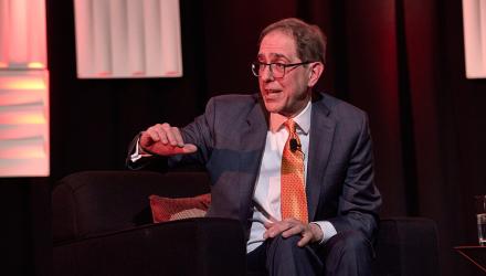 President Eisgruber, in conversation during a Venture Forward event
