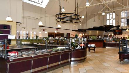 An empty University dining hall