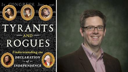 The cover of a book and a portrait of the male author