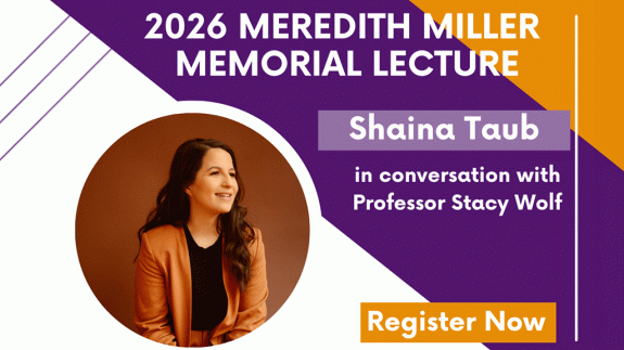 poster for Meredith Miller memorial Lecture featuring Shaina Taub