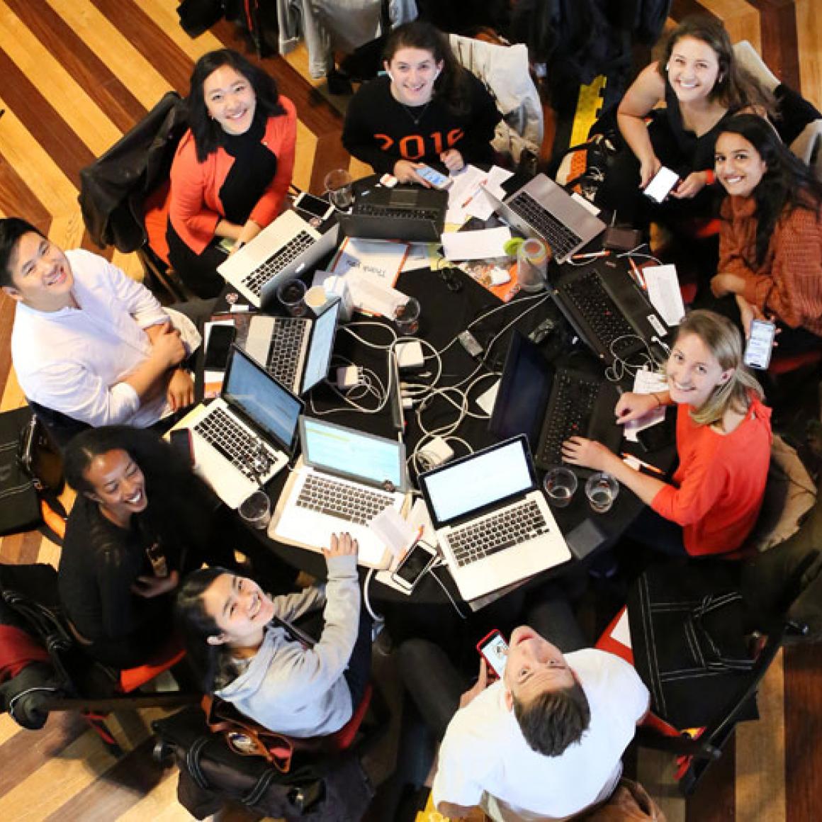 Table of student volunteers