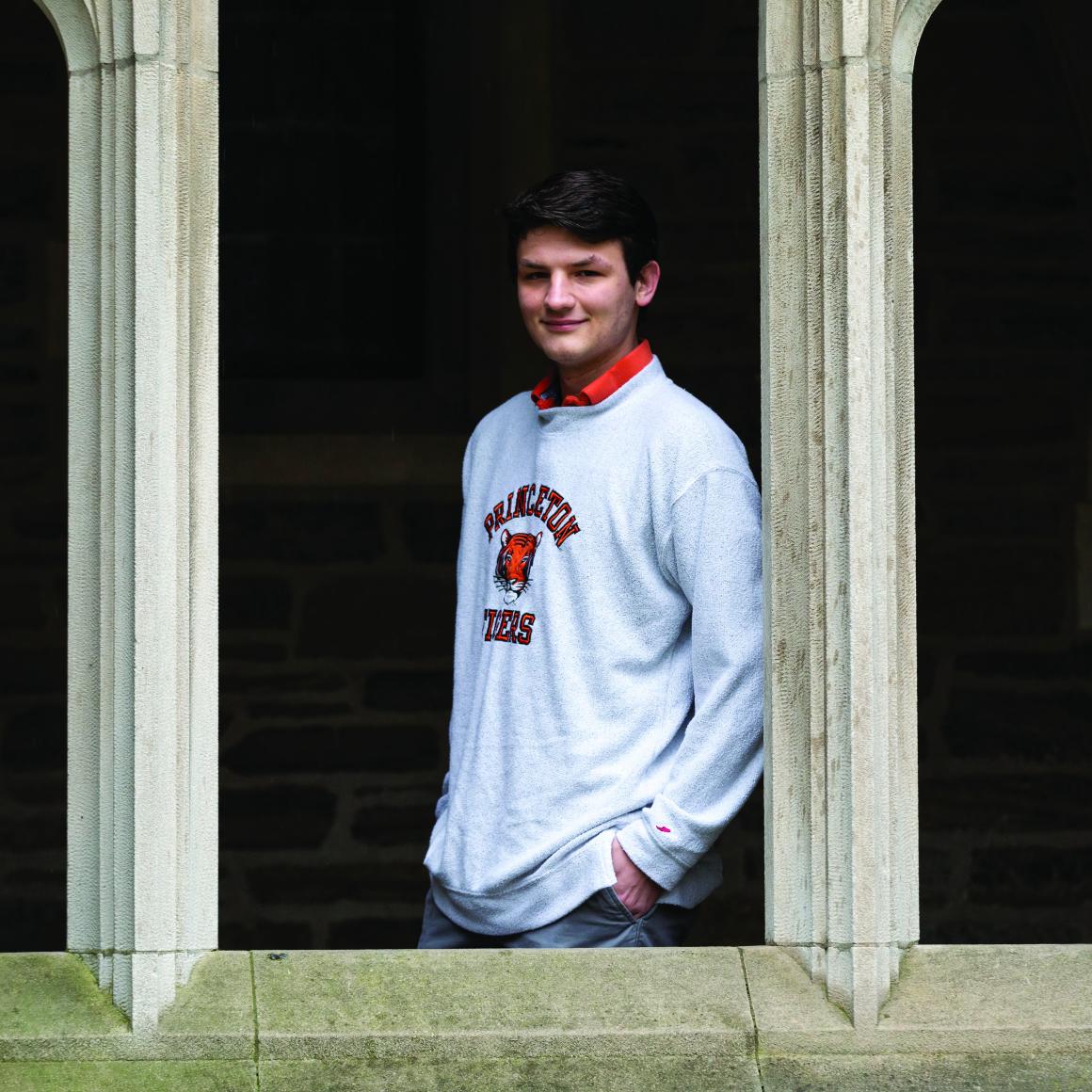 Trace Nuss '23 wearing Princeton Tigers sweatshirt