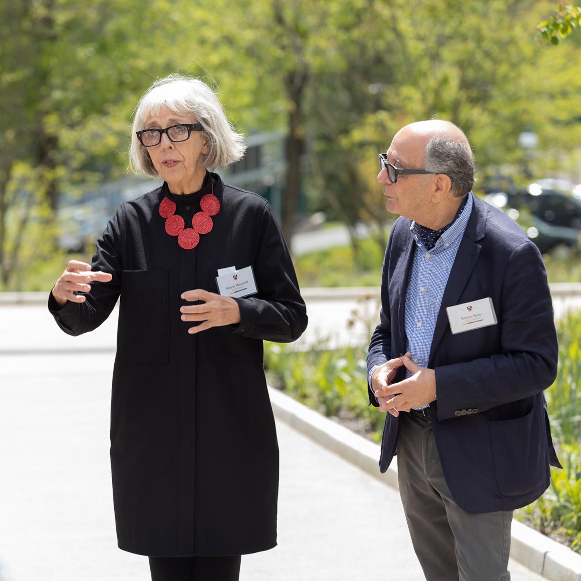 Artists give tours of the residential college work projects