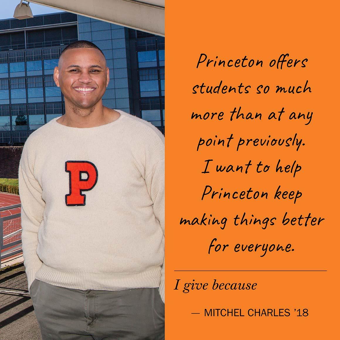Mitchel Charles poses in front of Princeton's track.