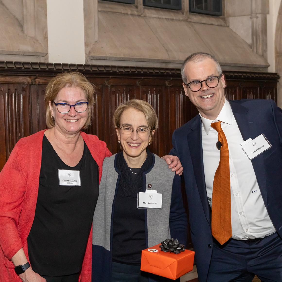 Karen McGinley, Mary Kelleher ’92 and Chris Olofson ’92