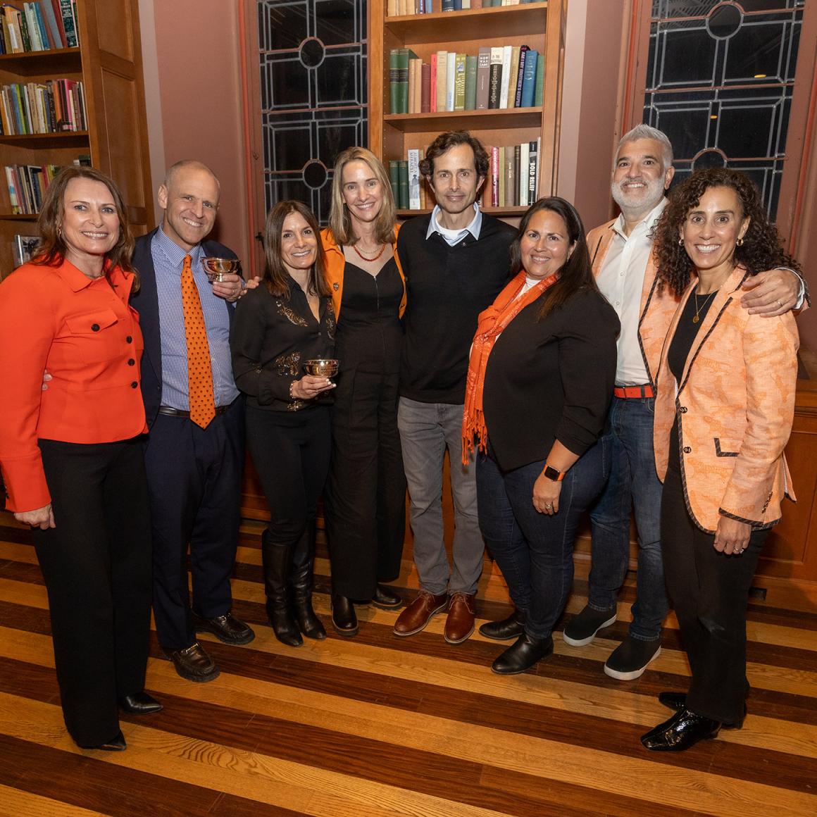 Class of 1939 Award winners: Zorela Jimenez, associate director of Annual Giving, with Class of 1994 leaders: Chris Workman, Dominique Crosby; Emma Morton-Bours, Jonathan Kawaja, Beverly Randez, Mike Gaito, and Jane Gaito