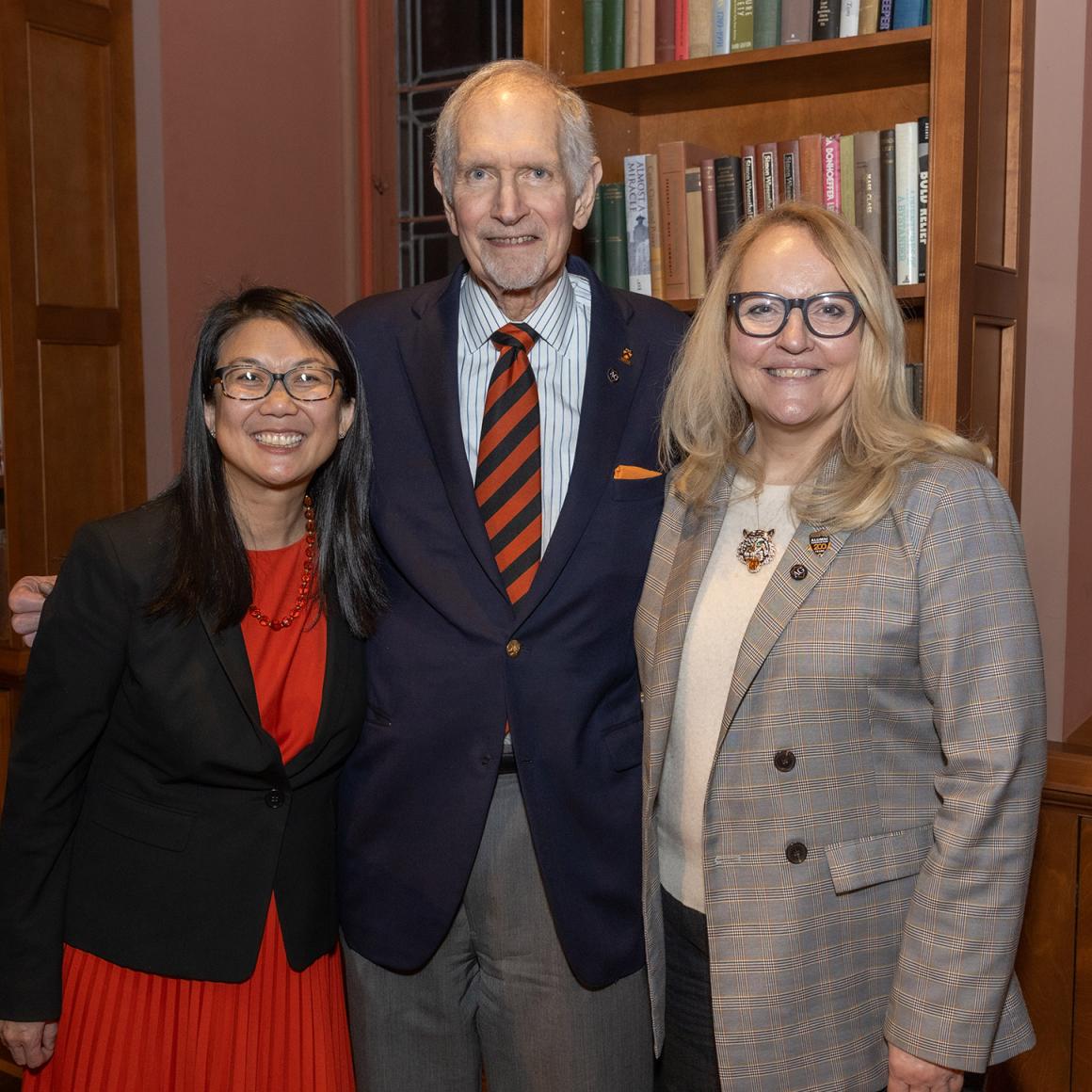 Annual Giving Committee Chair Deb Yu ’98 and Mestres Award winner Bob Eisenstadt ’63, and Sue Walsh, Associate Vice President for Annual Giving