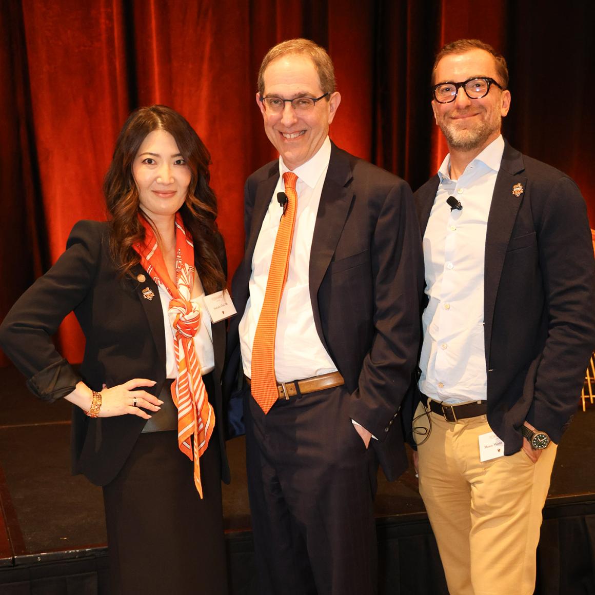 Nathalie Choi ’96, President Eisgruber and Mason Morfit posing together