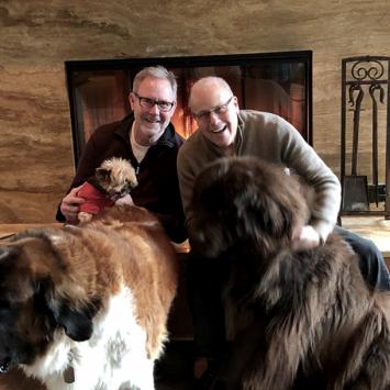 Robert D’Acquisto ’72 with partner John Lasater and dogs