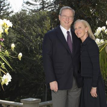 Eric and Wendy Schmidt in garden