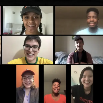 Zoom grid of students