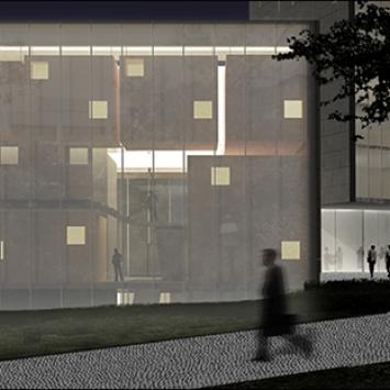 Night view of new music building