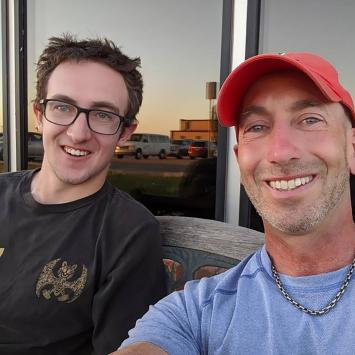 Selfie photo of Asher Green and dad Todd Green '90 