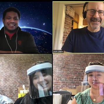 Homefront Rosie team wearing face shields