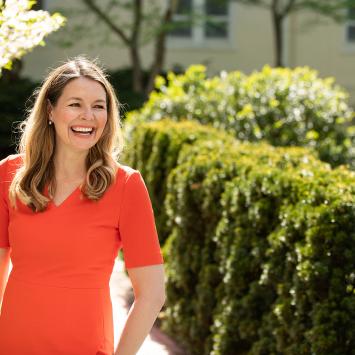 Mary Newburn on campus