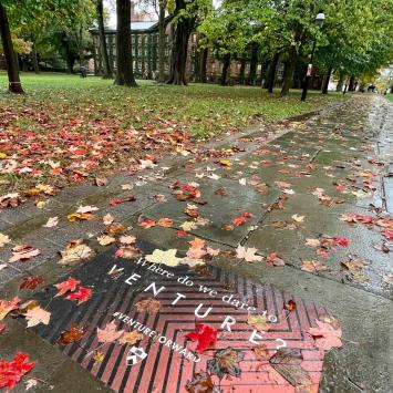 Venture Forward banner on sidewalk
