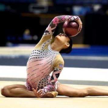 Serena Lu performing rhythmic gymnastics