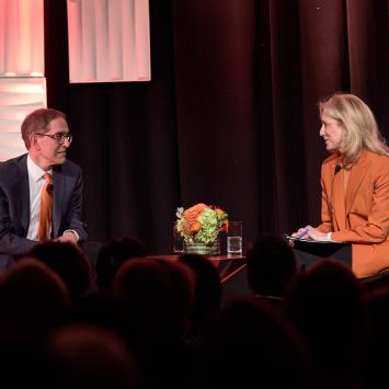 President Eisgruber speaking with Katherine Brittain Bradley in Washington DC 