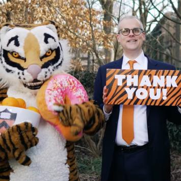 Chris Olofson and the Princeton Tiger thank alumni for the Annual Giving March Challenge