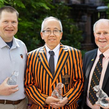 Doug Massick, Doug Chin and Bill Charrier pose with their Awards for Service to Princeton