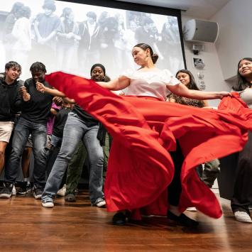 Princeton University Preparatory Program students and dancer from Philadelphia Puerto Rican Institute of Music