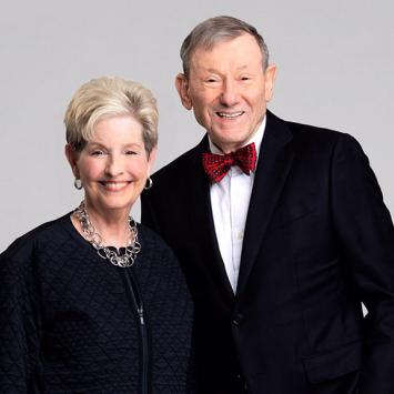 Donna and Hans Sternberg, posing nicely next to one of their sculptures