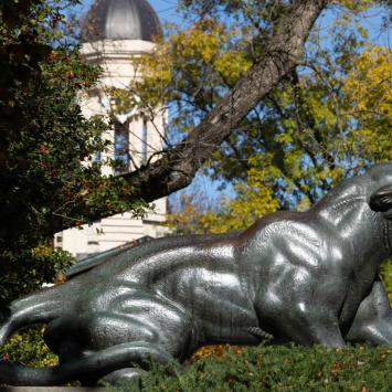 One of the Tiger sculptures near Nassau Hall