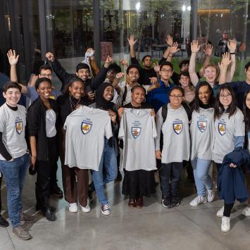 New students from Yeh College and New College West celebrate the residences' dedication