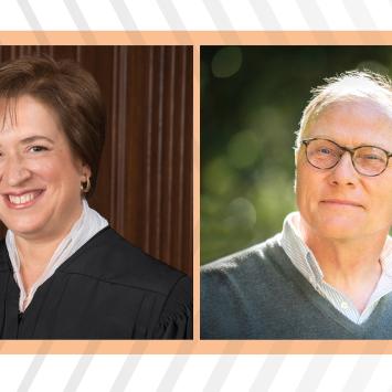 Side by side portraits of Elena Kagan and David Card